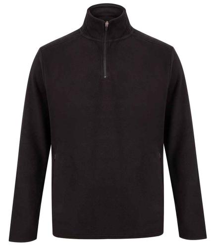 Henbury Zip Neck Micro Fleece - BLK - XL